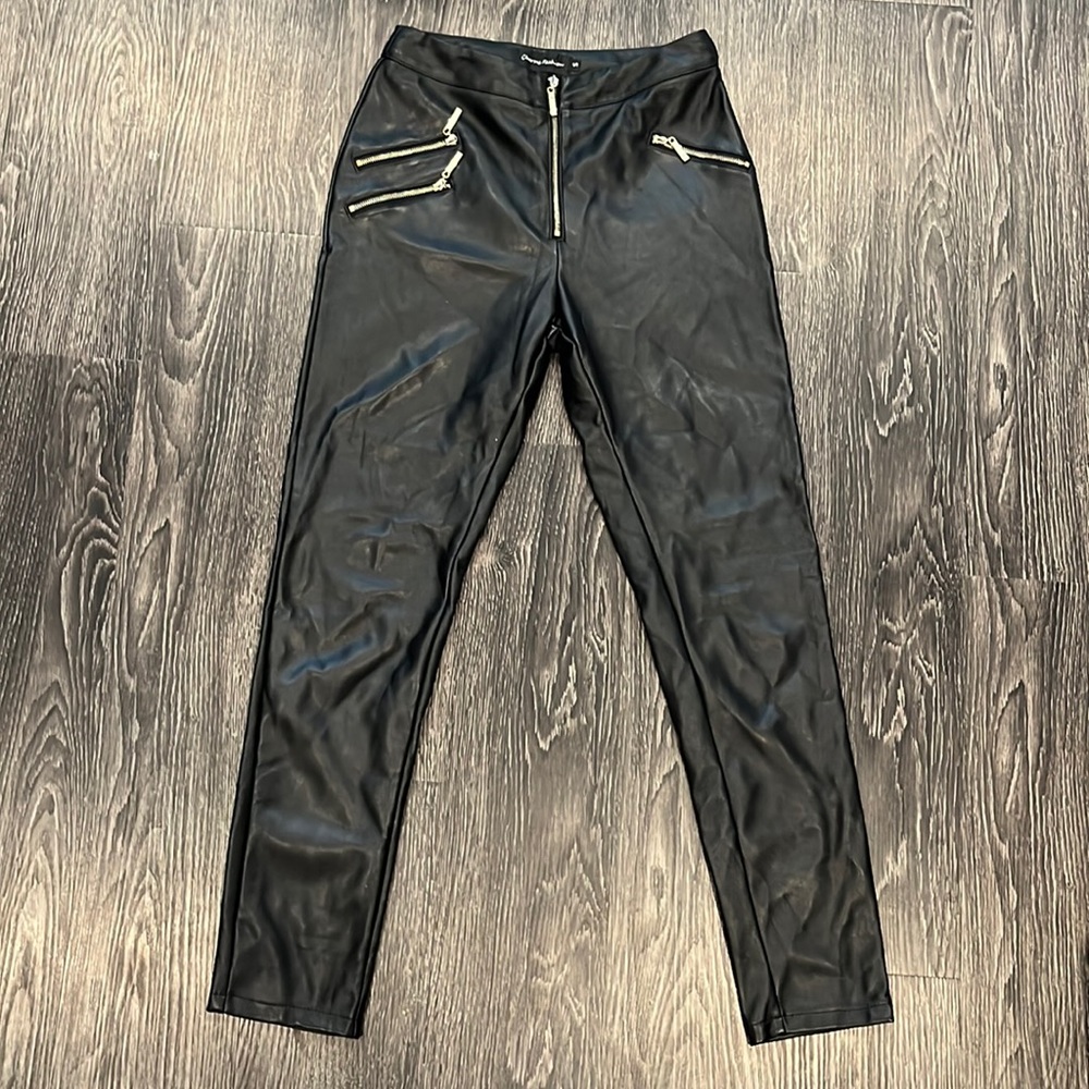 Leather High Waisted Pants with Zippers